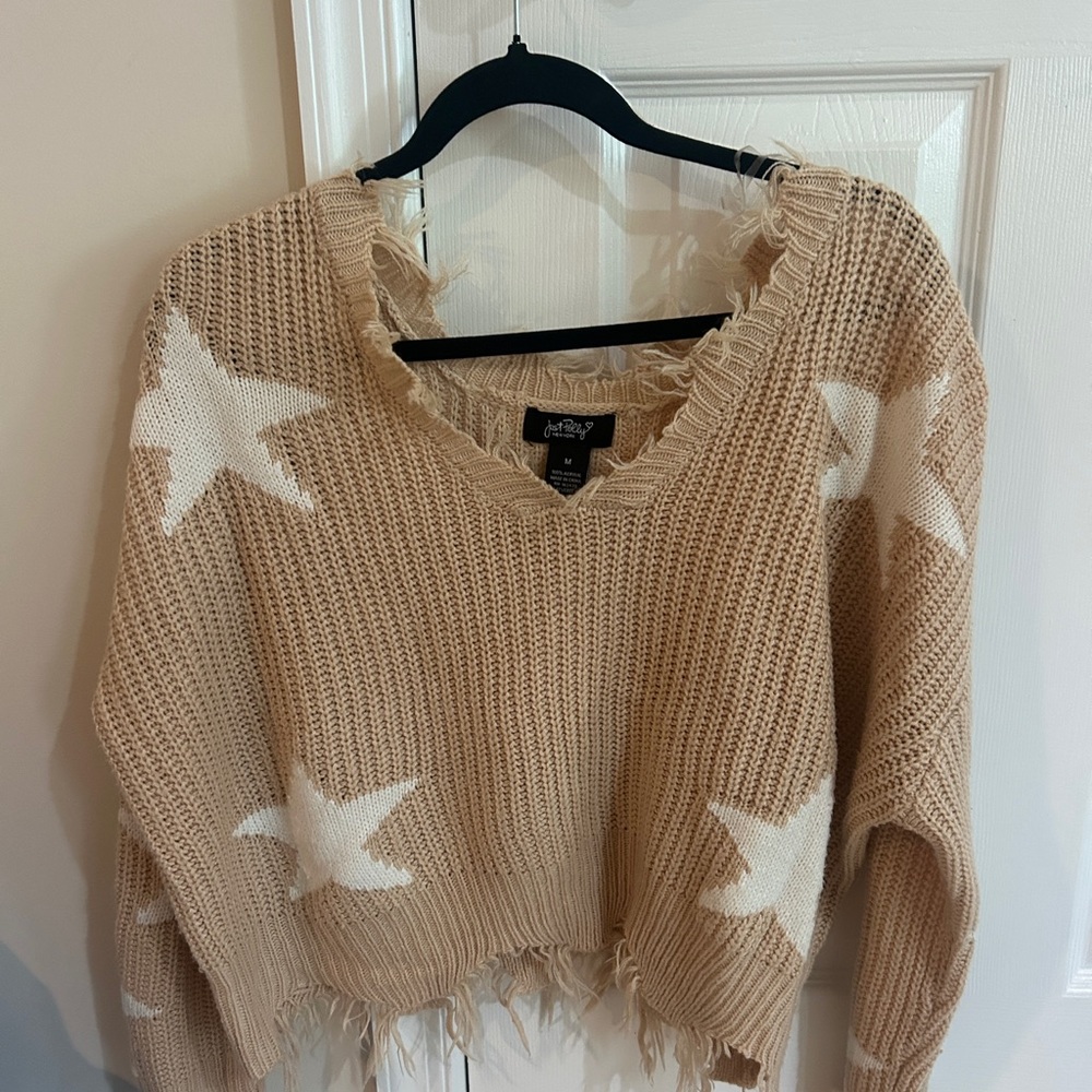 Tan Star Patterned Sweater